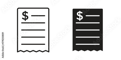 Invoice icons in outline, flat style. Vector EPS