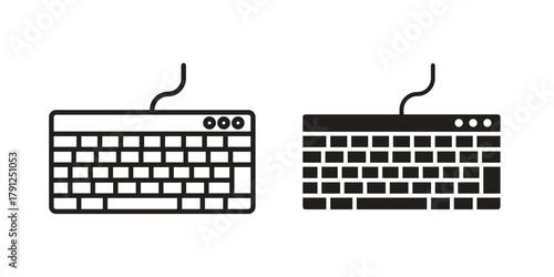 Keyboard icons in outline, flat style. Vector EPS