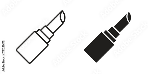 Lipstick icons in outline, flat style. Vector EPS