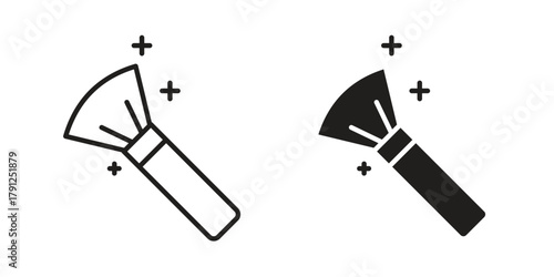 Makeup brush icons in outline, flat style. Vector EPS
