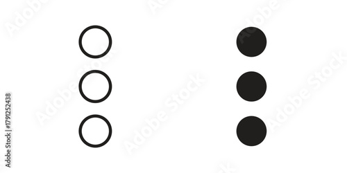 Menu dots icons in outline, flat style. Vector EPS