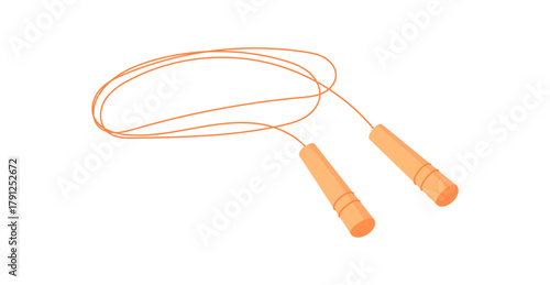 Minimal flat skipping rope tool. Simple sport equipment for gym and fitness. Essential for training, exercise, and workout, promoting healthy dynamic lifestyle activities.
