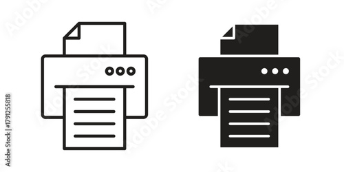 Print icons in outline, flat style. Vector EPS