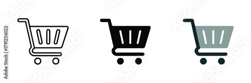 cart icon trio outline solid two tone ecommerce interface vector