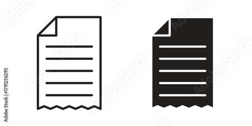 Receipt icons in outline, flat style. Vector EPS