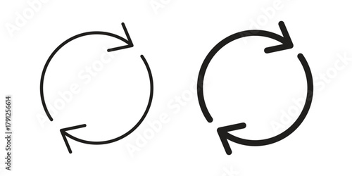 Refresh icons in outline, flat style. Vector EPS