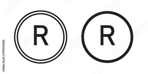 Registered icons in outline, flat style. Vector EPS