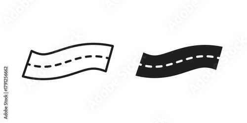 Road icons in outline, flat style. Vector EPS