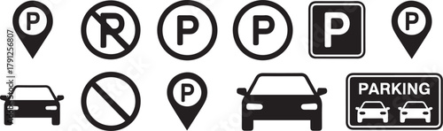 parking map icon collection parking symbols and no parking signs