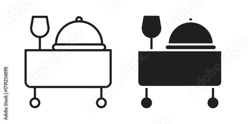 Room service icons in outline, flat style. Vector EPS