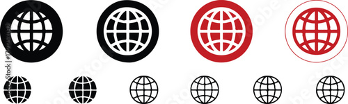 globe icon collection flat and outline symbols for global network