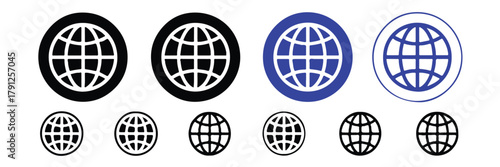globe icons pack grid and outline styles for internet and world map