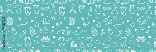 baby nursery pattern outline icons for shower invitations and decor