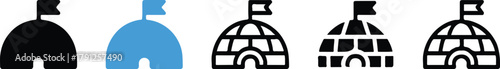 igloo icon set subtle ui stroke with flag top