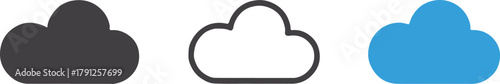 cloud icon collection solid outline blue cloud graphics for ui