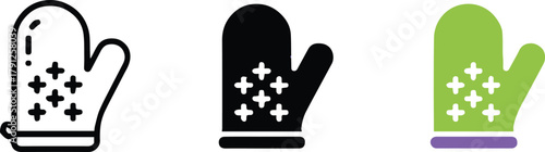 ovenmitt flat icon pack kitchen glove grip symbols silhouette vector