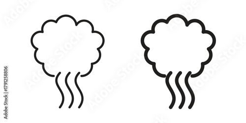 Smoke icons in outline, flat style. Vector EPS