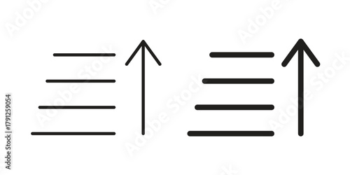 Sort amount up icons in outline, flat style. Vector EPS