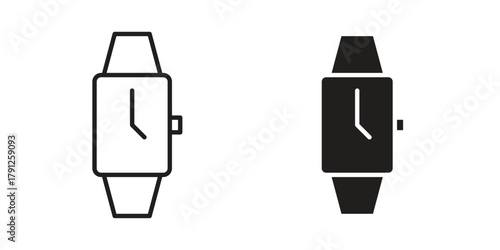 Smartwatch icons in outline, flat style. Vector EPS