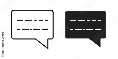 Subtitles icons in outline, flat style. Vector EPS