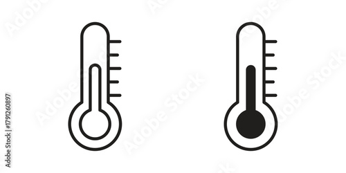 Temperature icons in outline, flat style. Vector EPS