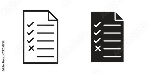 Test icons in outline, flat style. Vector EPS