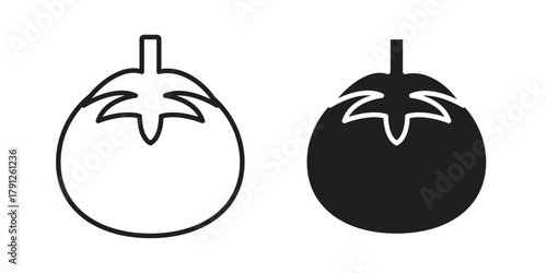 Tomato icons in outline, flat style. Vector EPS