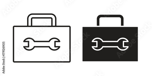 Toolbox icons in outline, flat style. Vector EPS
