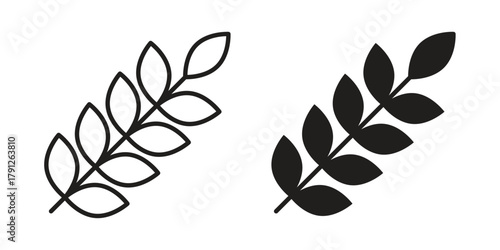 Wheat icons in outline, flat style. Vector EPS