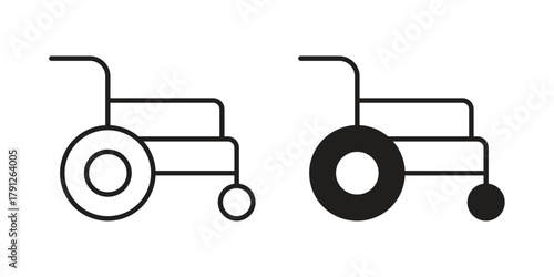 Wheelchair icons in outline, flat style. Vector EPS