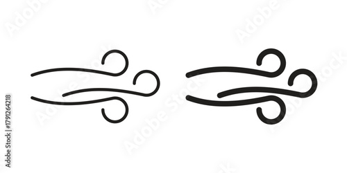 Wind icons in outline, flat style. Vector EPS