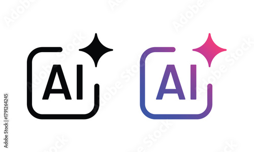 AI Branding Icons – Monochrome and Gradient Sparkle Symbols