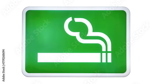 Clear green smoking sign,isolated on white background