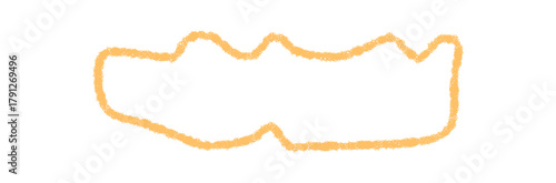 Organic crayon squiggle outline creates this rough quote frame. Rectangle border and banner shape give the background a creative accent. Graphic element for text and memo with hand drawn organic