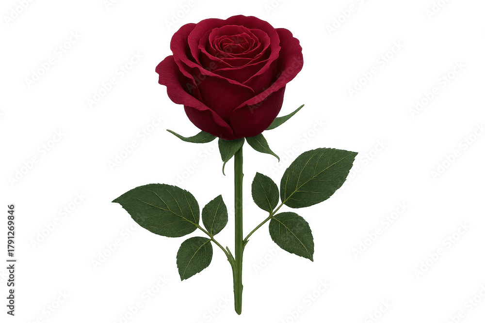 Fototapeta premium Red long-stemmed rose symbolizing love and romance