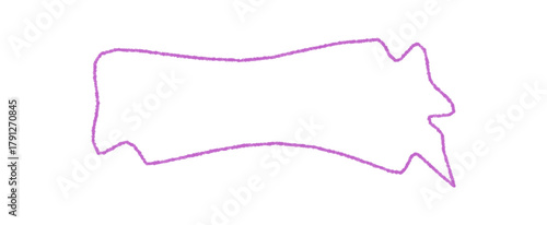 Hand drawn wavy speech balloon in soft crayon style. Rectangle outline with banner shape, graphic sketch for chat or talk concepts. Playful circle motif enriches modern communication and conversation