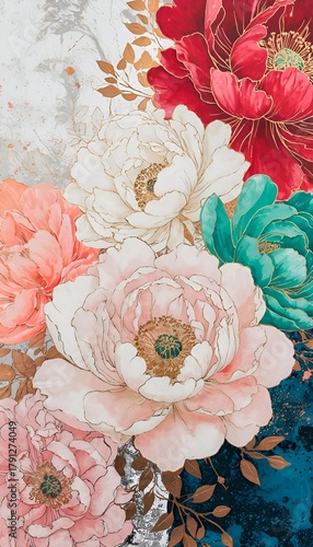  This luxurious artwork is ideal for high-end interior decor such as canvas prints and wallpaper, elegant wedding invitations, premium product packaging, and as a sophisticated background for digital 