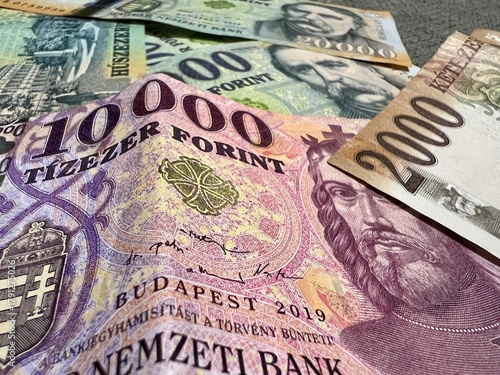 Hungarian forint currency showing various denominations for travel