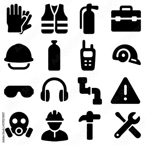 Safety First: A collection of essential safety equipment, meticulously arranged, representing the tools and gear vital for ensuring protection and well-being. 