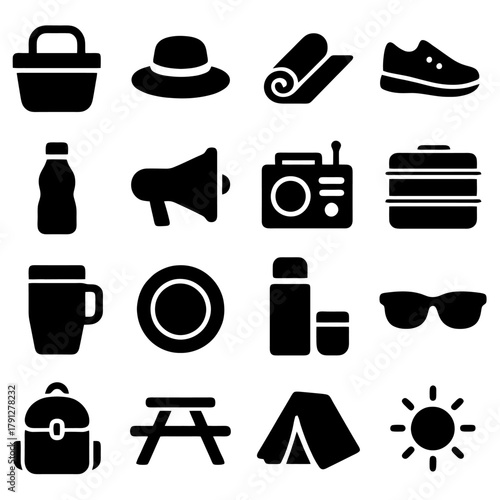 Picnic Essentials: A visual guide to essential items for a delightful outdoor gathering, featuring a carefully curated collection of practical accessories and leisure activity essentials.