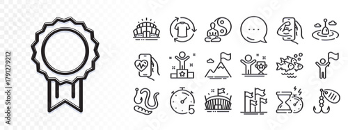Fishing lure, Worms and Hourglass timer line icons for web app. Glare of light effect. Message icon. Pack of Yoga, Winner, Timer pictogram icons. Arena stadium, Fitness, Winner cup signs. Vector