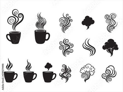 Steaming cup of hot tea and hot wind isolated on transparent background