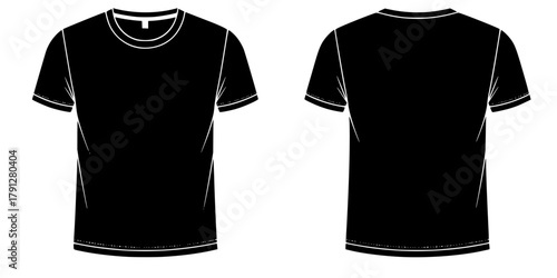 Blank t shirt template front and back view isolated on white background
