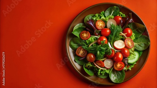 A plate filled with fresh vegetables and a side salad