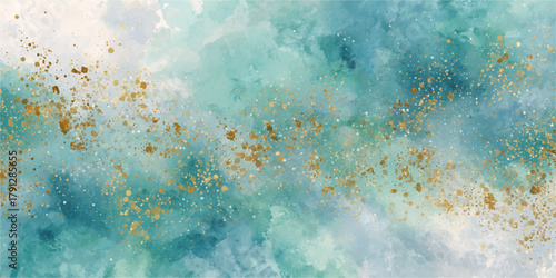 Abstract watercolor texture with soft blue green and yellow hues creating a dreamy and ethereal background