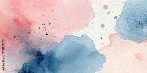 Soft watercolor background with blended pink and blue washes and subtle speckles