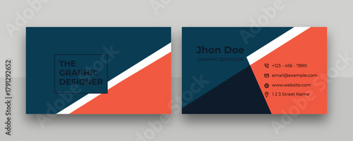 Stylish Abstract Business Card Mockup. Modern Angular Business Card layout