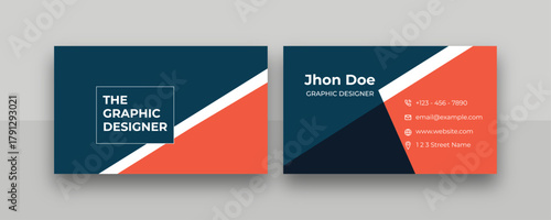 Stylish Abstract Business Card Mockup. Modern Angular Business Card layout