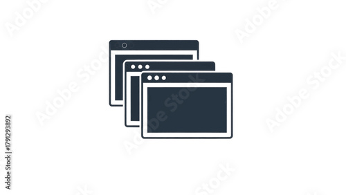 Vector illustration of stack of browser window icons, on a transparent background