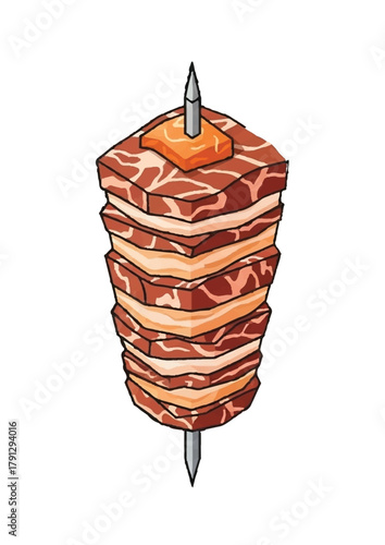 Isometric Shawarma Skewer Vector Illustration